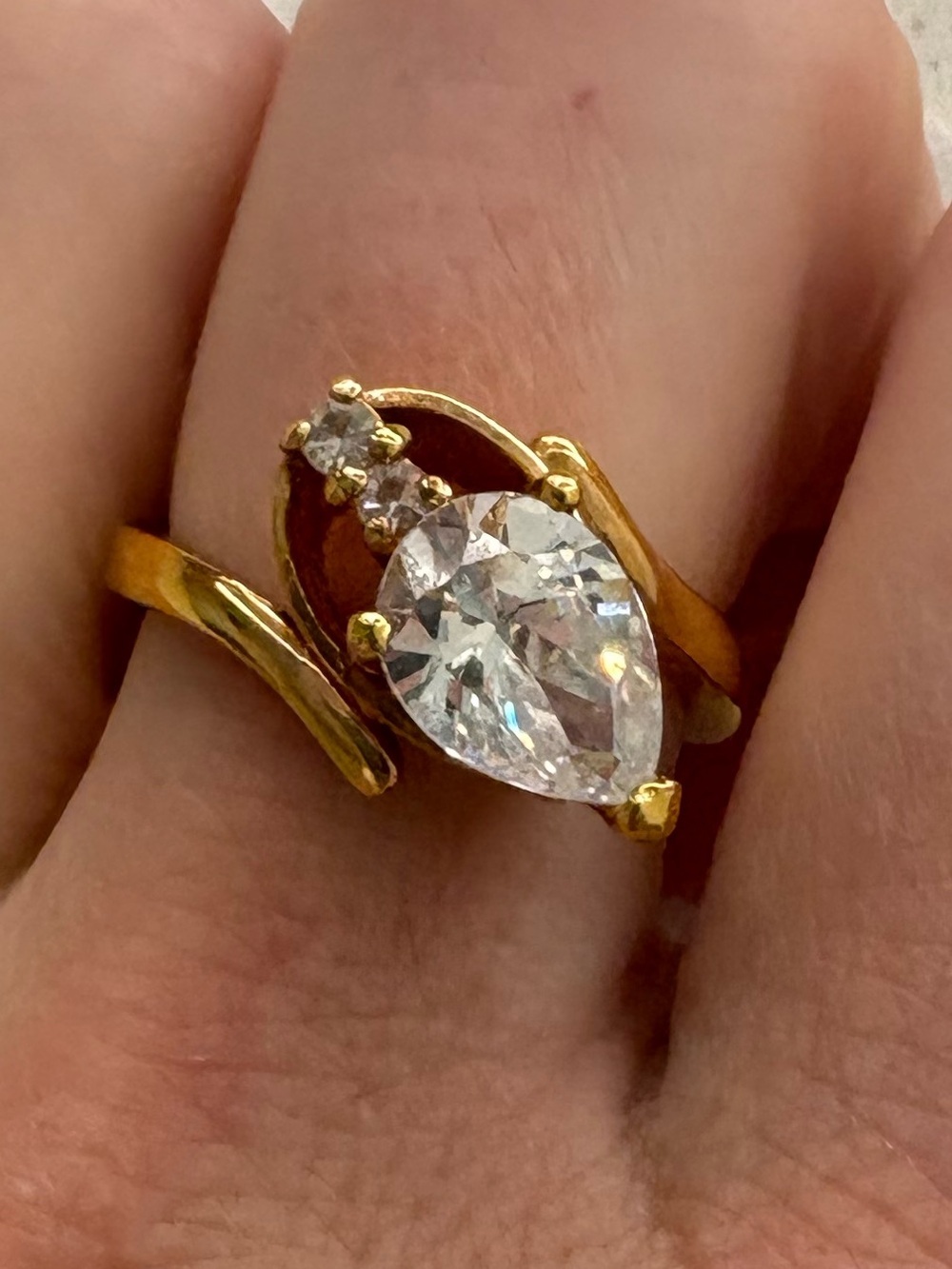 18k Gold Electroplated Crystal Accent Ring